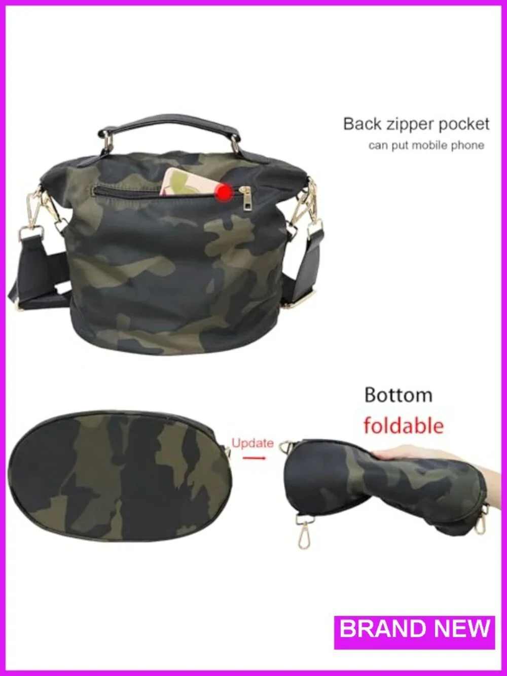 Anti-theft Nylon Crossbody Bag Adjustable Strap Lightweight Travel Tote